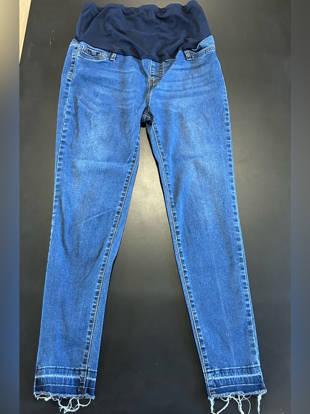 SHEIN Maternity Skinny Jeans in Blue with Navy Panel